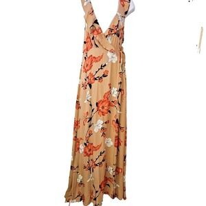 Favlux Floral Ruffle Sleeveless Wrap Maxi Dress Size L Vacation Cruise Beachy
